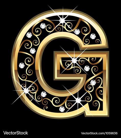 G Gold Letter With Swirly Ornaments Royalty Free Vector