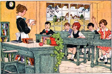 Teacher And Her Class Vintage Illustration Vintage Teacher Digital Download Digital Vintage