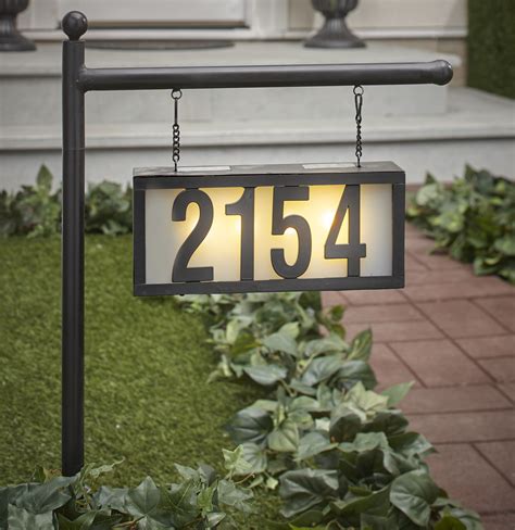 Solar Address Stake with Backlit House Numbers - Hanging Home Address ...