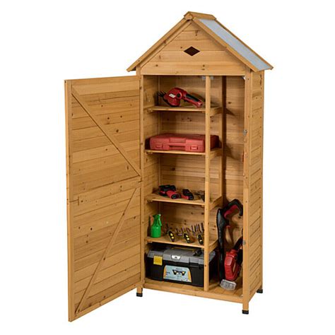 Buy Gymax Outdoor Storage Shed Lockable Wooden Garden Tool Storage