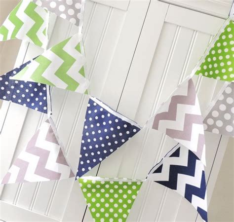 Bunting Banner Fabric Pennant Flags Green Navy Blue Grey Etsy