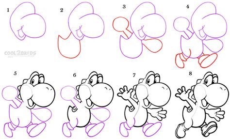 How To Draw Yoshi Step By Step Pictures Cool2bkids