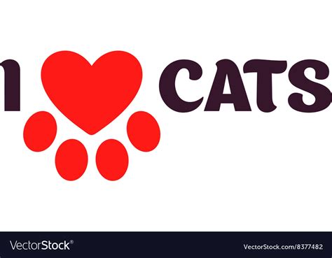 I Love Cats Black Lettering On A White Background Vector Image