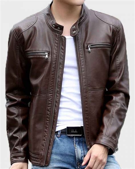 Mens Dark Brown Casual Leather Jacket Danezon