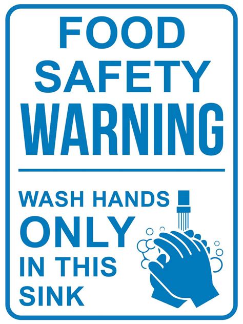 Food Safety Warning Wash Hands Only Sign New Signs