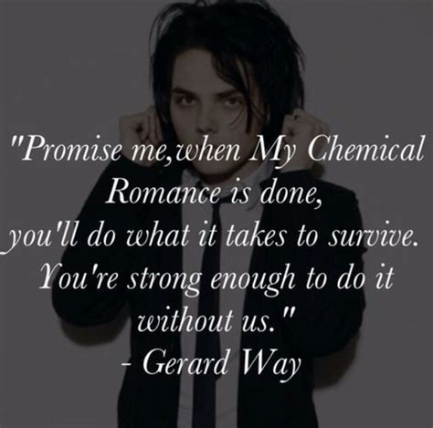 List some of your favorite mcr quotes from any of the band members. "Promise me, when My Chemical Romance is done, you'll do ...