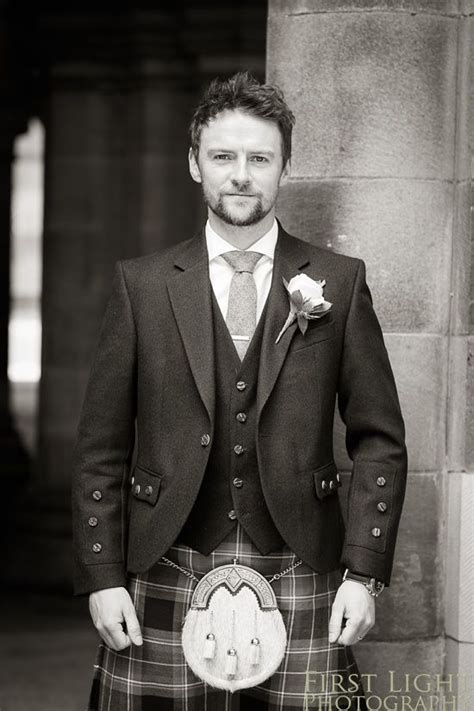 Portrait Of Groom Black And White Wedding Photography Scottish Groom
