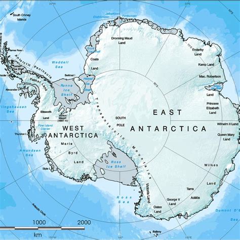 Map Of Antarctica Continent Political With Shaded Relief Map Vector Riset