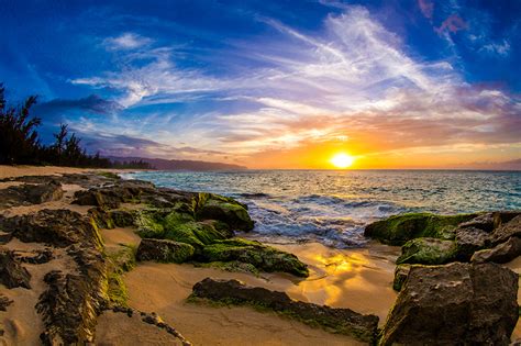 Photo Hawaii Usa Sun Ocean Nature Sky Sunrise And Sunset Landscape