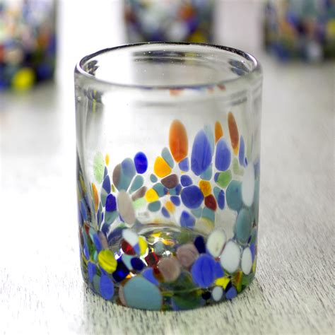 Unicef Market Hand Blown Glass Colorful Juice Glasses Set Of 6 Confetti Festival