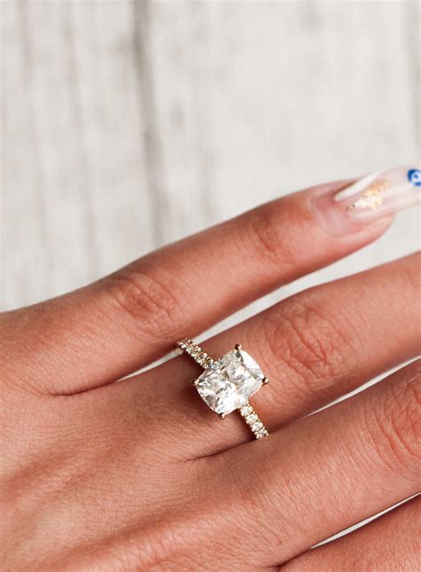 Stunning Elongated Cushion Cut Ring Moissanite Engagement Rings