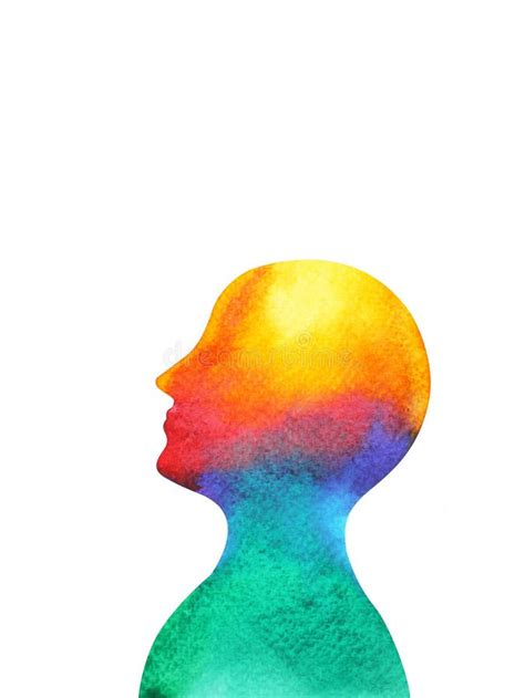 Human Head Mind Spirit Brain Energy Power Abstract Art Watercolor Stock