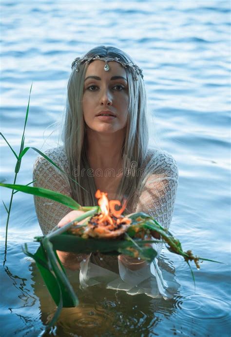 Pagan Scene In Lake Magical Rituals Stock Image Image Of European