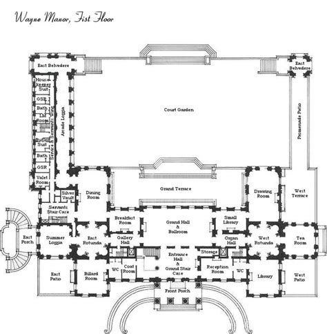 Wayne Manor 1st Floor Floor Plans Mansion Floor Plan Architectural
