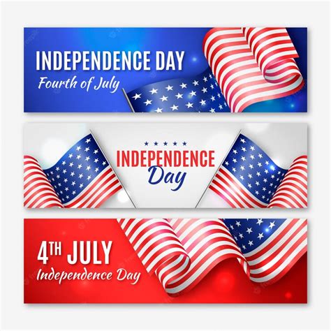 Premium Vector Realistic Independence Day Banners With Flags