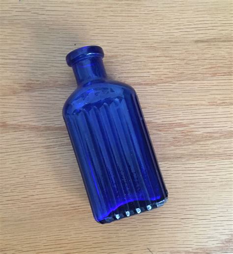 Antique Cobalt Blue Glass Poison Bottle With Ribbed Design 2 Etsy