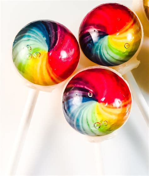 6 Rainbow Swirl Hard Candy Lollipops