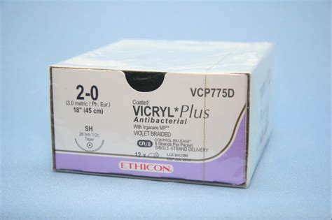 Ethicon Suture Vcp775d 2 0 Vicryl Plus Antibacterial Violet 8 X 18