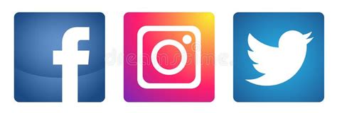 Set Of Popular Social Media Logos Icons Instagram Facebook