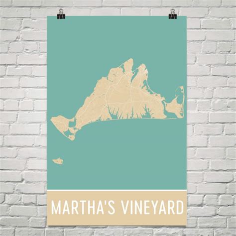 Martha S Vineyard Map Martha S Vineyard Art Etsy