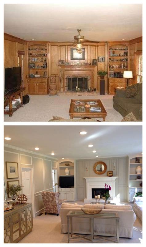 Living Room Before And After Paneling Painted Updated