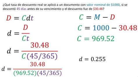 Descuento Simple Comercial Y Real Matemáticas Financieras Ejemplo 2