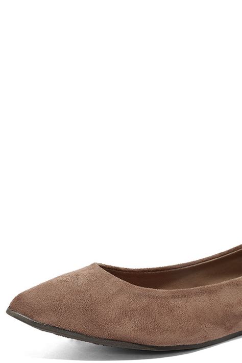 Chic Taupe Flats Pointed Flats Vegan Suede Flats 1700