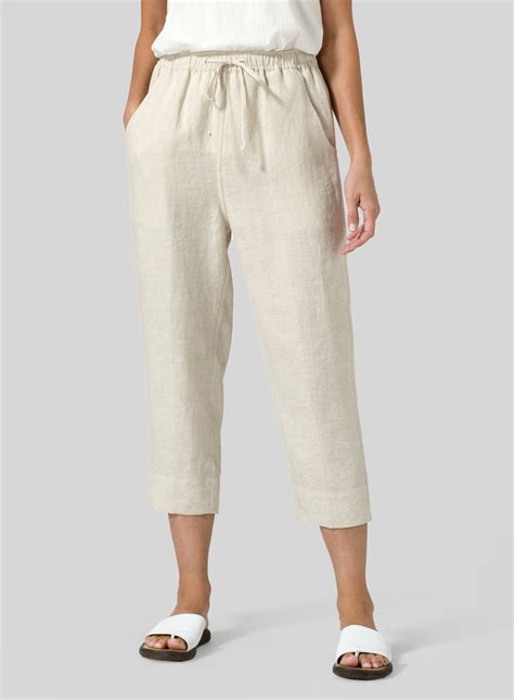 Linen Smooth Waist Slim Cropped Pants
