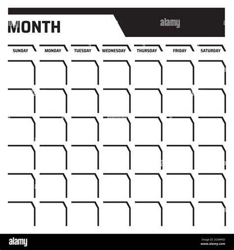 Black And White Blank Calendar Template With Place For Dates And Month