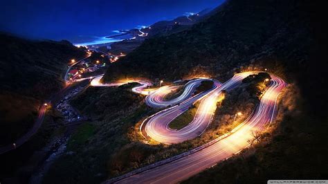 1920x1080px Free Download Hd Wallpaper Night View Of A Hill Road