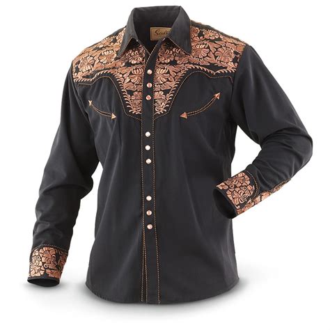Scully Embroidered Shirt Black 229297 Shirts At Sportsmans Guide