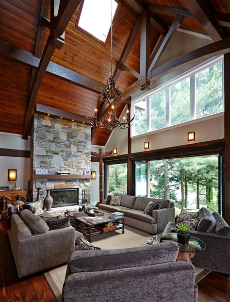 Inspired Muskoka Fireplace In Living Room Rustic With Wood