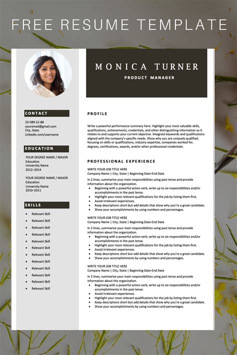 Modern Resume Template Download For Free Downloadable Resume