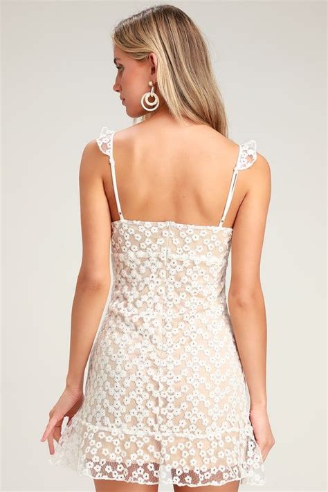 Charmaine White Embroidered Mini Dress Mini Dress Cute White Dress