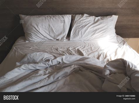 Messy Comfy White Bed Image And Photo Free Trial Bigstock
