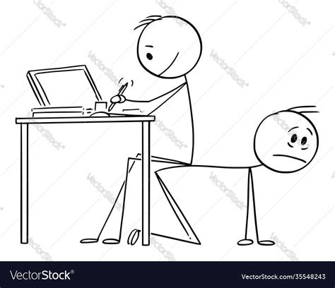 Vector Cartoon Stick Figure Illustration Of Man Or Businessman Working