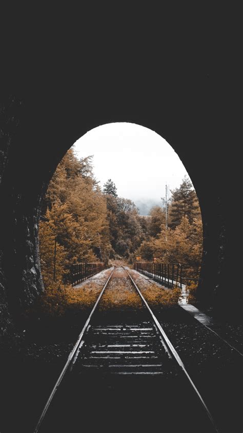 Tunnel Railway Autumn Wallpaper 720x1280