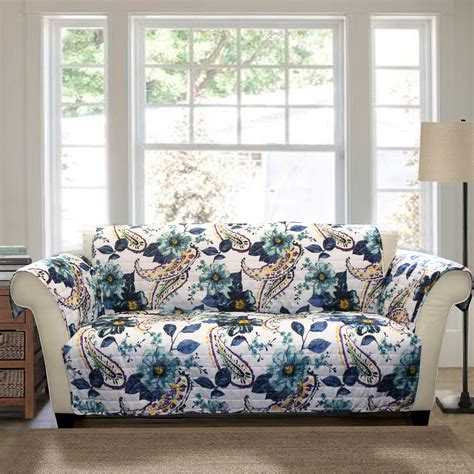 Forever New Floral Paisley Furniture Protectors Blue Loveseat