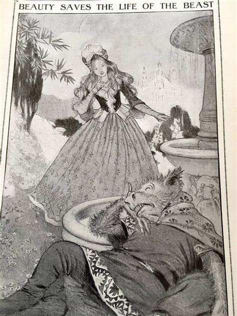 1912 Beauty And The Beast Book Page To Frame Classic Fairy Tale Etsy