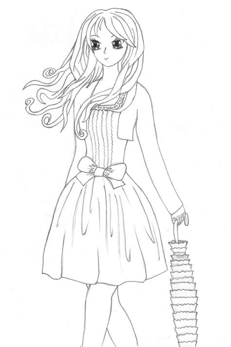 Anime Girl Full Body Coloring Pages Coloring Pages