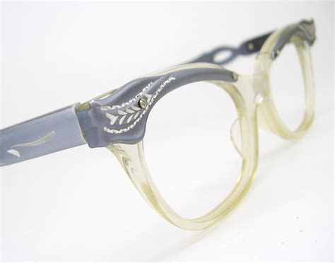 vintage womens 50s grey horn rim cat eye glasses eyeglasses or