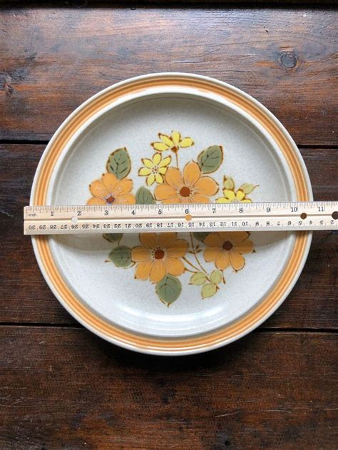 2 Vintage Yamaka Stoneware Floral Dinner Plates Classic Craft Amber