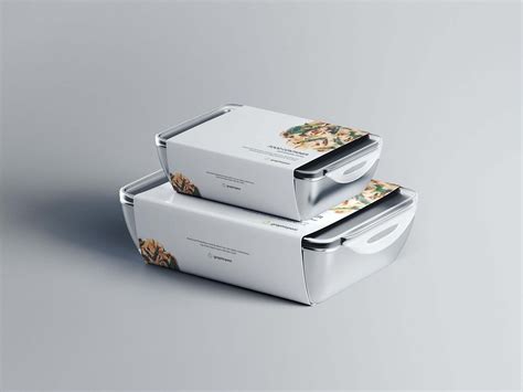 Download Free Food Container Mockup with Label (PSD)