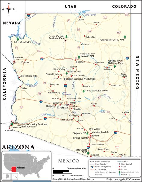 Arizona Road Map With Cities And Towns 41 Off