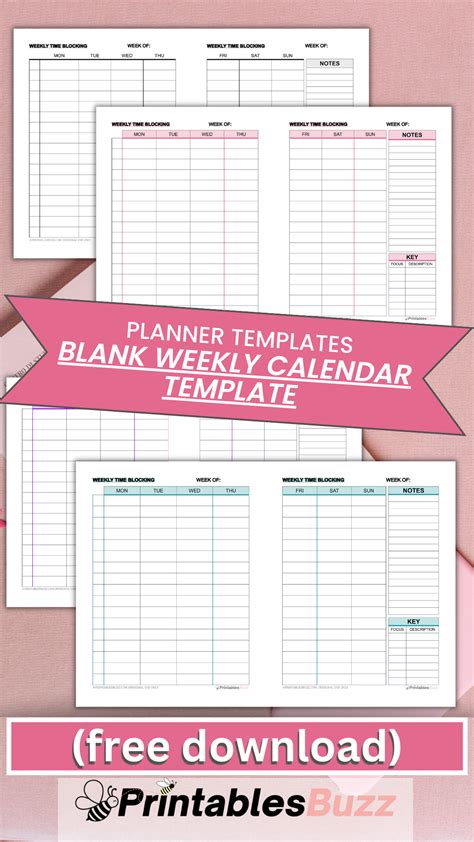 Free 2 Page Blank Weekly Calendar Template — Printablesbuzz