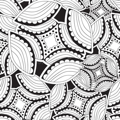Stock Seamless Doodle Black And White Floral Pattern Stock