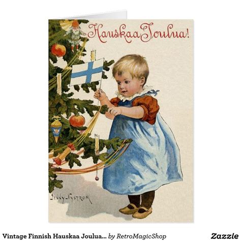 Vintage Finnish Hauskaa Joulua Christmas Card Custom Christmas Cards
