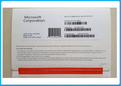 Microsoft Office Windows 10 Pro Oem Retail Box 32 Bit X 64 Bit