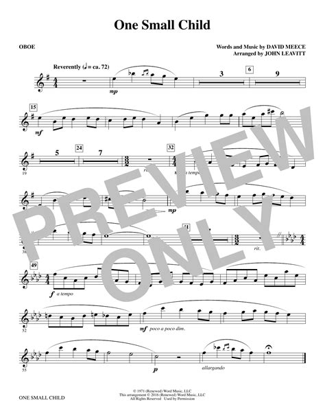 One Small Child Oboe Sheet Music John Leavitt Choir Instrumental Pak