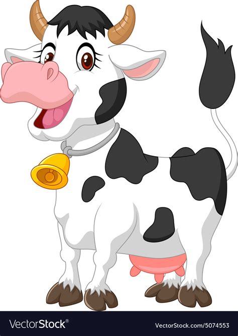 Happy Cartoon Cow Royalty Free Vector Image Vectorstock